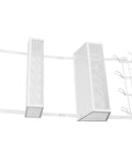 Super Heavy Duty Over The Door Storage Rack With Two Roomy Mesh Baskets And Eight Sturdy Metal Hooks Slick Double Tier Organizer side view.