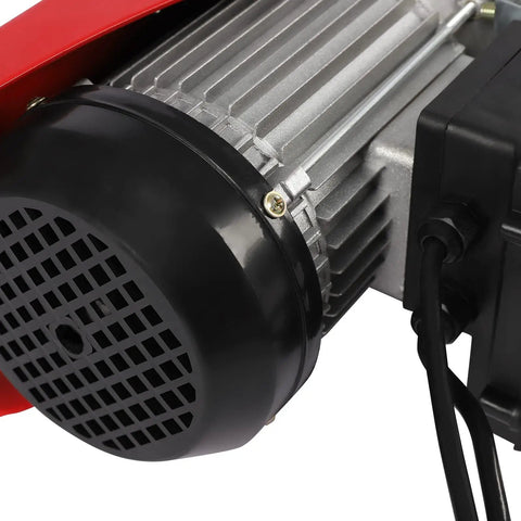551 Lb Mini Electric Hoist With Emergency Stop Switch, 510 Watt Motor And Wired Control, close-up of pure copper motor.