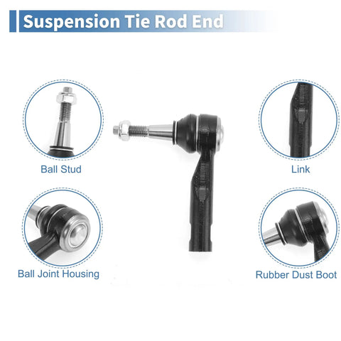 Six-Piece Front Inner Outer Tie Rod Ends Kit With Boots For Chevy Equinox And GMC Terrain 2010-2017 2.4L Left And Right Inner Outer Ends Replacement EV800648 ES800640 suspension tie rod end with rubber dust boot