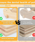 Premium Solid Pine Wood Chinchilla Suspension Bridge and Climbing Ledges comparison image between solid natural wood and plywood.