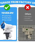 GE front-load washer drain pump and filter assembly, white with blue impeller.