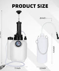 3L Brake Bleeder Kit With Vacuum Pump, 1L Catch Bottle, 4 Master Cylinder Adapters, And 3L Reservoir For Most Vehicles, size diagram.