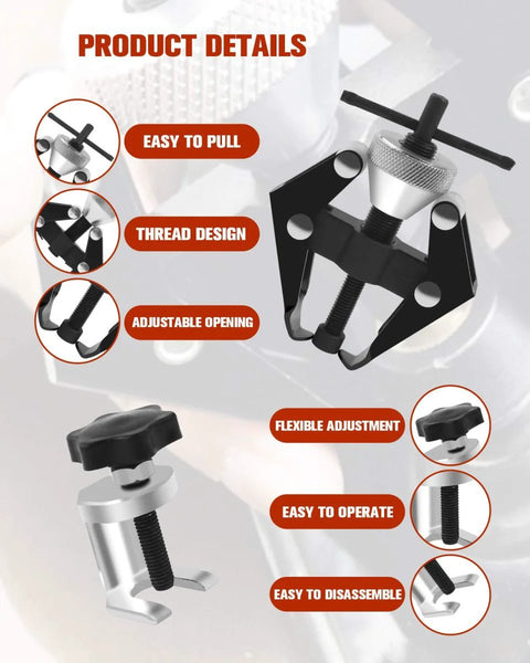 Universal Windshield Wiper Arm Removal Tool Kit With Stainless Steel Wiper Puller showing claw and clamp style pullers.
