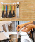 Upgraded Candy Thermometer with pot clip and hanging hook in kitchen setting, showing use in steaming pot.