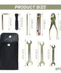 8 Piece Motorcycle Repair Tool Kit With Pliers, Double Head Spark Plug Socket, Screwdrivers, Wrenches, Storage Bag Shown