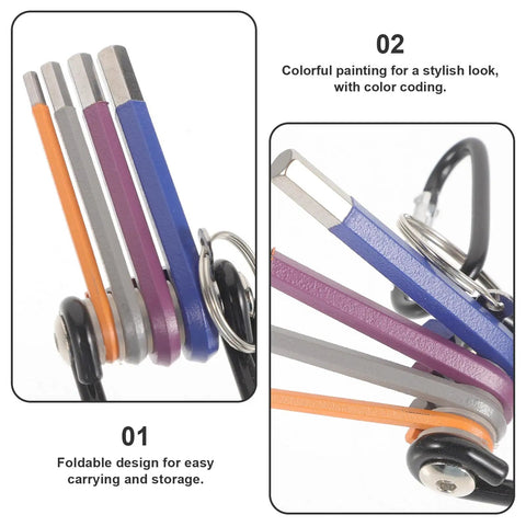 Compact Foldable Hex Key Wrench Set With Bath Tap Spanner For Bike Repair And Home Plumbing Maintenance, Multifunctional Tool Kit To Fix Stuff Around The House Today, color-coded steel keys