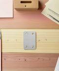 Stainless Steel Straight Brace Brackets Kit, 48 Pieces, 1.1mm Thick Flat Corner Plates With 5mm Holes on wood surface