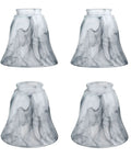 Pack of 4 Smoky Alabaster Bell Glass Replacement Shade for Ceiling Fans, Classic Bell Style, 2-1/8 in Fitter, 4-3/4 in Dia