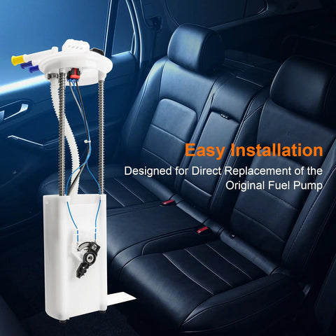 Electric Fuel Pump Assembly With Level Sensor And Sending Unit For 1997 To 2002 Chevy S10, GMC Sonoma, And Isuzu Hombre 4.3L V6 Replaces E3952M Drop In Replacement Fuel Pump Kit installed in car interior.