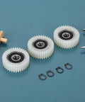 Three-piece 36 Tooth Nylon Motor Gear Set with Gear Clutch for Electric Tools Pro Grade Replacement Kit on blue background.