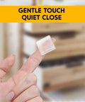 Twenty Pack Clear Silicone Bumper Blocks Rock Solid One Inch Heavy Duty Non Slip Furniture Pads Zero Fuss Invisible Self Adhesive Cabinet Drawer And Countertop Protectors, shown on fingertip.