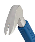Close-up of Claw Molding Puller 10 Inch Pry Bar with Forged Steel Construction and No Slip Cushion Grip for nail removal.