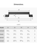 Dimensions chart of Black 8 Inch Barn Door Handle Set Of 2 With Screws Included For Sliding Doors Cabinets Closets And Drawers