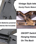 Detailed view of Super Sweet Vintage Industrial Led Marquee Letter A battery compartment and switch for home bar decor.