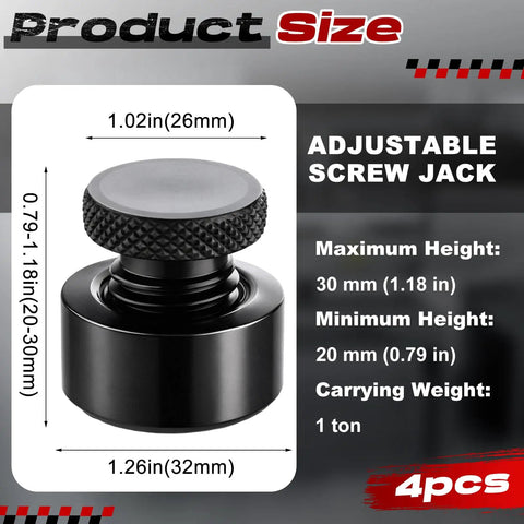 4 Pack Adjustable Screw Jacks Set 0.79 To 1.18 Inch Range Steel Machinist Jack Stands With 1 Ton Capacity, Precision Leveling Tools
