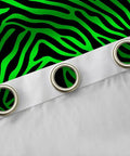Close-up of grommets on Light Green And Black Zebra Print Blackout Curtains 52W X 63L, 2 Panel Set with thermal insulation.