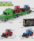 Large 27 Inch Farm Truck Toy Set With Two Tractors And A 3 In 1 Inertia Powered Transport Vehicle With Lights And Realistic Sounds