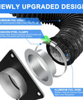 Heavy Duty Magnetic Dryer Vent Connector Kit With Airtight Seal And Quick Connect Hose showing aluminum foil hose and clamps