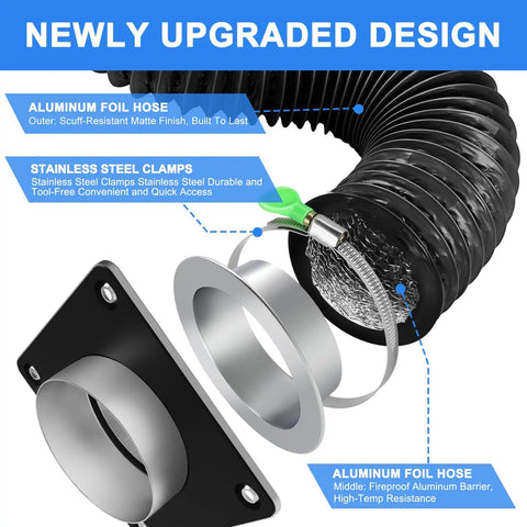 Heavy Duty Magnetic Dryer Vent Connector Kit With Airtight Seal And Quick Connect Hose showing aluminum foil hose and clamps