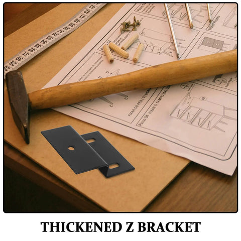 Rock Solid Z Shaped Shelf Brackets For Cabinets And Bathrooms, Heavy Duty Wall Mount Braces, Water And Vapor Resistant Steel next to tools