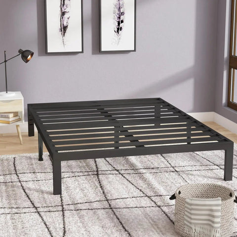 Heavy Duty Bed Support Legs 8 Pack Adjustable Height Center Supports For King Queen Bed Frame Slat Replacement Furniture Glides tough metal bed frame in a modern bedroom setting