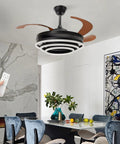 42 Inch Ceiling Fan with Light for Living Room, Bedroom, Remote Control in modern kitchen setting with remote control.