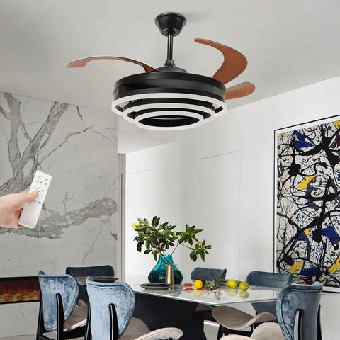 42 Inch Ceiling Fan with Light for Living Room, Bedroom, Remote Control in modern kitchen setting with remote control.