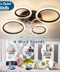 26 Inch Geometric Ceiling Fan With Lights Remote Control Bladeless Low Profile Design For Kitchen And Bedroom Three Color Temperature