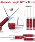 Must Have 19 Piece RC Car Tool Kit with adjustable red hex screwdrivers showcasing 2mm and 2.5mm sizes.
