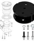 2 Inch Airbag Lift Spacers For Lifted Trucks Straight Bolt On Air Spring Setup To Level Your Rig, black spacer with metal bolts and washers