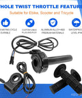 Full Twist Ebike Throttle With Rolling Bearing And 59 Inch Cable, Plug And Play Grip Kit For Electric Dirt Bikes With Ignition Switch