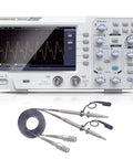 Dual Channel 110 MHz Digital Oscilloscope With 7 Inch TFT LCD Screen, Portable Pro Scope Kit showing waveform display and probes