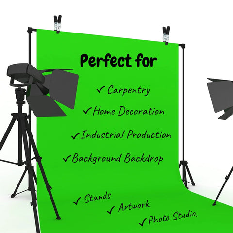 Mr. Pen spring clamps, 2-pack, 6-inch metal heavy-duty spring clips securing a green photography backdrop