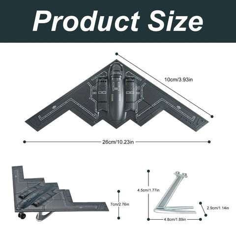 Product dimensions of One To Two Hundred Scale B-2 Spirit Military Aircraft Quick Build Model Kit with assembly stand