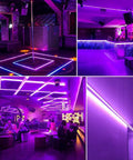 40ft Black Light Strip With 720 LEDs, Flexible Adhesive UV Glow Lit Neon Light For Halloween Parties And Displays, Cuttable Every 3 LEDs in nightclub setting