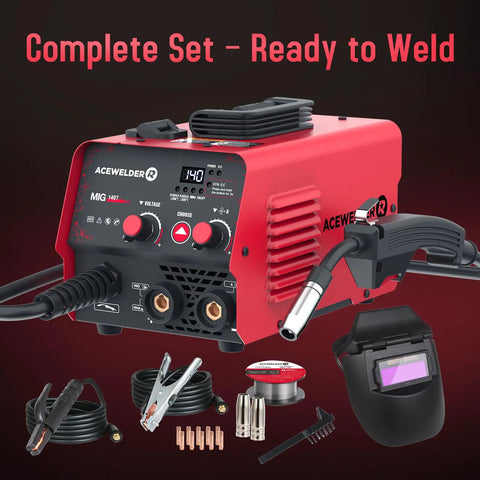 140A 3 In 1 Portable Welding Machine For Flux Core MIG Stick And Lift TIG 110V Inverter Welder With Helmet set