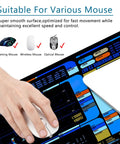 Hand using mouse on Blue Large Gaming Mouse Pad Desk Mat XL 31.5 Inch By 11.8 Inch For Gaming And Work Wide Surface