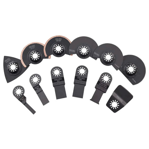 All In One 14 Piece Jobmax Multi Tool Accessory Kit with cutting and grinding blades for tile, wood, and metal projects AC24J14