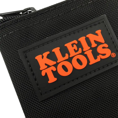 Cordura Nylon Tool Pouch With Heavy Duty Zipper, 12-1/2 Inch Black Zipper Bag For Pliers, Wrenches, Screwdrivers And More, Rugged Abrasion-Resistant Tool Organizer For Pros focus on logo and texture
