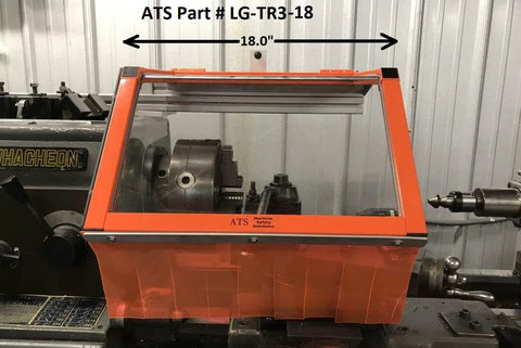 Metal Lathe Guard Hinged Chuck Shield For Up To 12 Inch Chucks, 18 Inch Wide OSHA Compliant Safety Shield installed on lathe