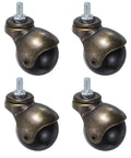 Two Inch Ball Caster Wheels With 360 Degree Swivel Rotation Heavy Duty Plastic Build, set of four black wheels with M8 stem.