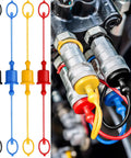 Four Pack 3/8 Inch Hydraulic Hose Cap Set With Quick Coupler Covers Including Male Dust Caps And Female Plug Caps, Four Each In Red Yellow Black Blue