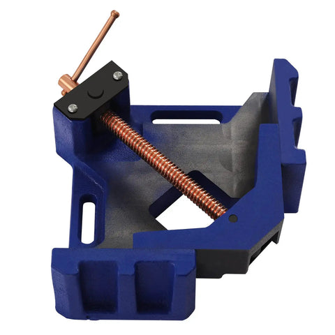 Heavy Duty 4 Inch Cast Iron Welders Angle Clamp Set 2 Pack 90 Degree Right Angle Jaws for woodworking, blue clamp, side angle