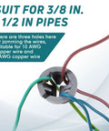 25 Pack Non Metallic Push In Wire Connectors 3/8 To 1/2 Inch Gray For NM Cable And Conduit, Bulk Junction Box Fittings, showing wire fit.