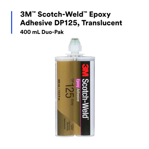 Two-Part Epoxy DP125 Gray, Flexible Structural Adhesive for Metal, Ceramic, Stone, Wood and Plastics, 400 mL Duo-Pak