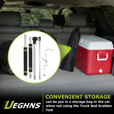 Telescopic Truck Bed Reach Tool With Cargo Grabber Adjustable 33 To 74 Inches Heavy Duty Stainless Steel Retriever For Pickup Trucks Wear Resistant Storage Bag Included