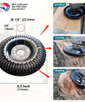 Premium 4 5 Inch Wood Carving Disc For Angle Grinder with 5 8 Arbor Reducer Ring, shown working on wood for carving.