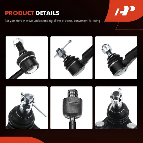 Front Suspension Kit For Honda CR V 2007 2008 2009 2010 2011 With Eight Piece Assembly Including Sway Bar Links And Lower Ball Joints Front End Upgrade Ready To Install, close-up of ball joint parts