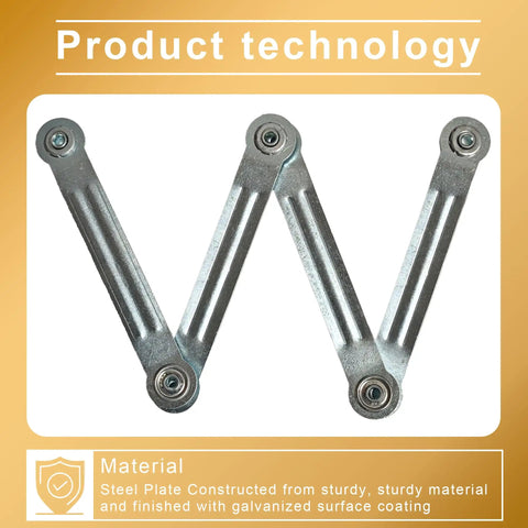 4 Pack Glider Bearing Arm Bracket Hardware Rocker Replacement Parts, 9 Inch Long, 7.5 Inch Center-to-Center Mounting Holes, 1/4 Inch Bolt Holes, Galvanized Silver Finish, Durable, Easy Install Replacement Kit, steel plate arms