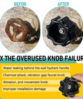 Before and after using 2 Pack Wall Hydrant Handle Kit For Outdoor Faucets Replacement Wheel Shaped Knob With Stainless Self Tapping Screws
